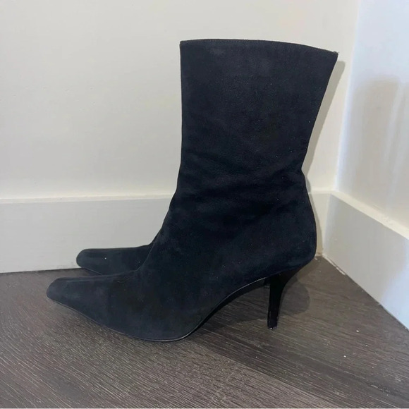 Gucci Black Suede Square Pointed Toe Heel Boots Witchy Grunge Dark Romantic Sz 9 - Picture 5 of 15